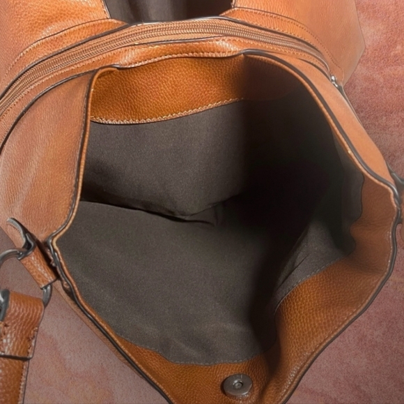 Franco Sarto Women’s Faux Brown Leather Multi Compartment Shoulder Bag - Picture 4 of 8